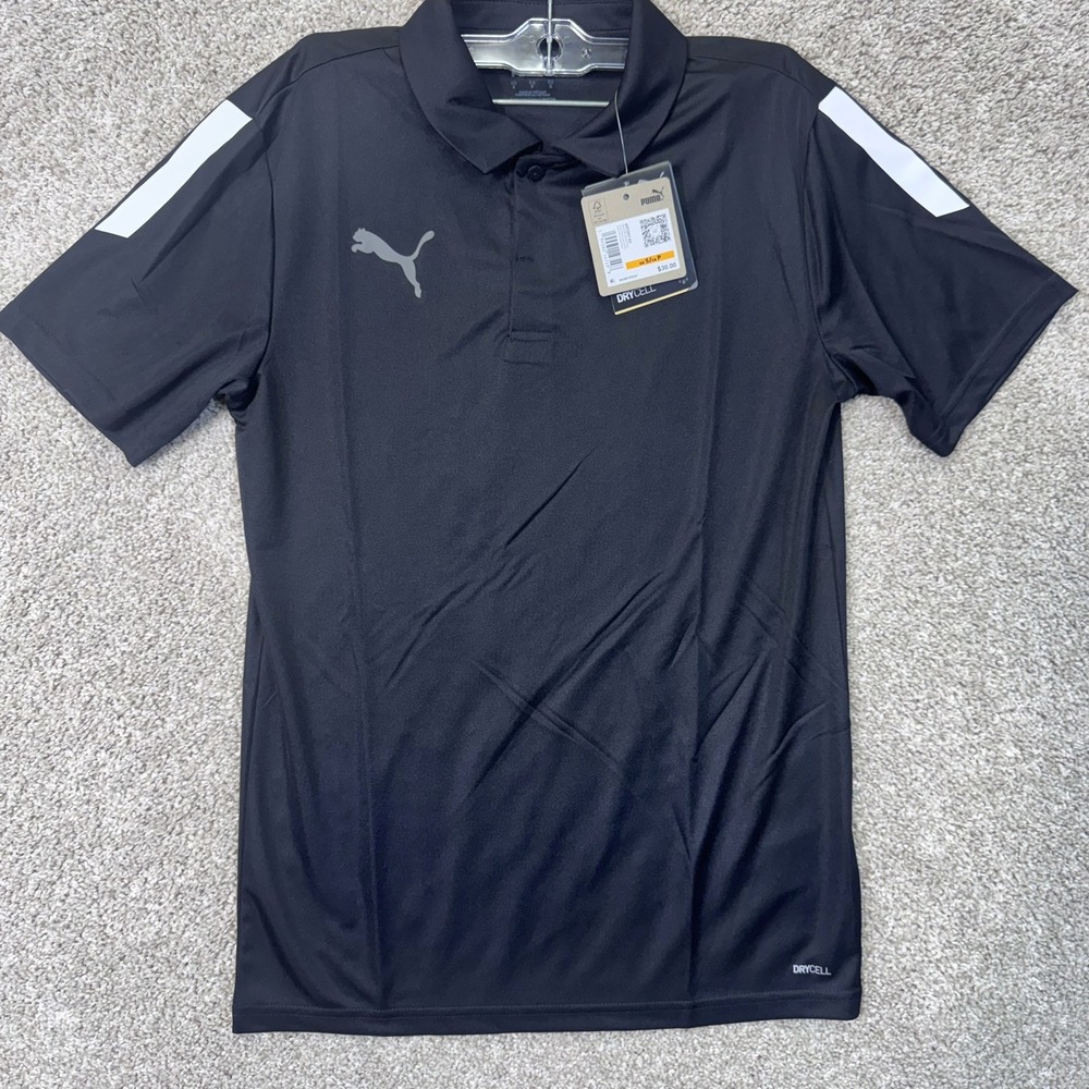 Puma Polo Mens Small teamLIGA Sideline Black White DryCell 657257 03 NEW